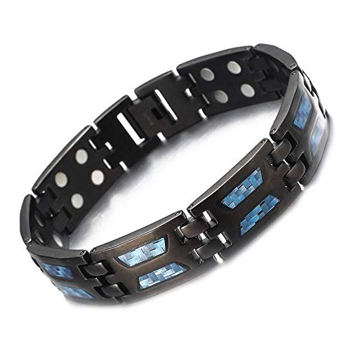 Preisvergleich Produktbild Tdgdd Mode Gesundheit Armband Doppelmagnet Magnetische Armband Aus Titan Stahl, Edelstahl Magnetische Armbänder Lindern Arthritis Und Muskelschmerzen Barrel