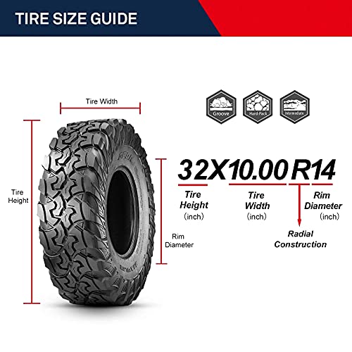 Image of Set of 2 OBOR Brawler UTV Tires 32x10R14, 10 Ply Front /Rear Radial UTV SxS Side by Side Professional Tires (Tubeless, 2 Pack)