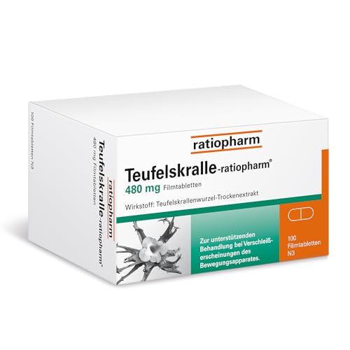 Teufelskralle-ratiopharm 480 mg: Natürliche Hilfe gegen Gelenkschmerzen (z.B. bei Arthrose und Arthritis), 100 Filmtabletten