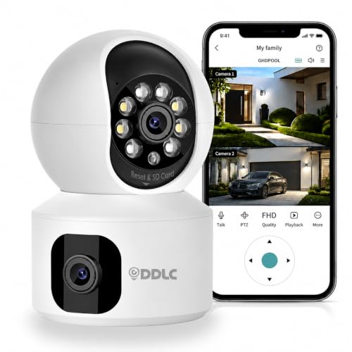 Image of DDLC 5MP Indoor WiFi Smart CCTV Camera for Home | 1080p Full HD | Color Night Vision | Motion Detection | Two Way Audio | Wireless Home Security Camera with Mobile App V380 Pro (Upro Dual Lens)