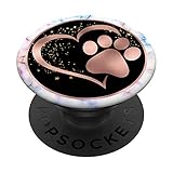 Rosa Herz Katze Hund Pfotenabdruck PopSockets mit austauschbarem PopGrip