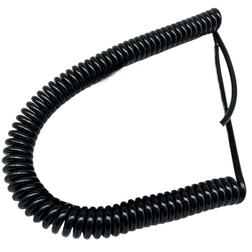 Cable espiral telescópico con resorte, Cable de resorte de puesta a tierra de 2 núcleos y 1,5 mm², 0,5 metros, 1 metro, espiral retráctil(Spiral length 1meters)