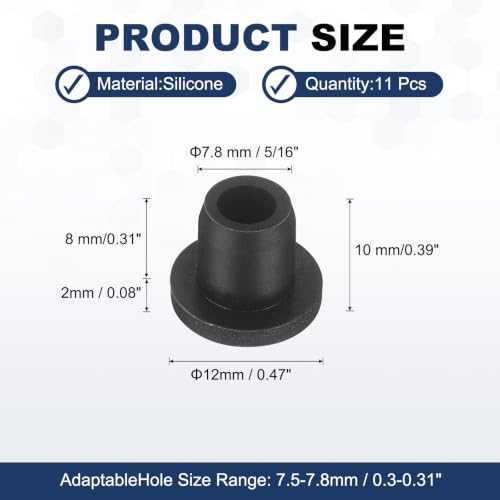 Image of MECCANIXITY 11pcs T-Shaped Silicone Plugs 7.8mm 5 /16 inch Dia Snap in Plug