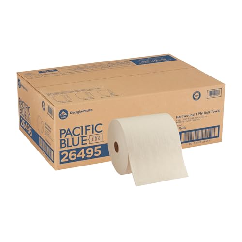 Image of Georgia-Pacific Pacific Blue Ultra 8 inch High-Capacity Recycled Paper Towel Rolls by GP PRO (Georgia-Pacific), Brown, 26495, 1,150 Linear Feet Per Roll, 6 Rolls Per Case