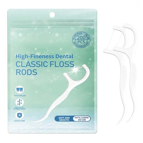 tiyiyok 200 Piezas Hilo Dental con Mango, Seda Dental Multiusos, Interdentales y Palillos de Plástico con Gum Soft Picks para Limpieza Profunda de Dientes, Encías y Arcos Dentales