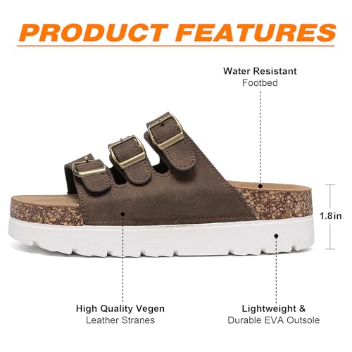 Image of YorFotMae Women's Platform Sandals - Chunky Cork Sandals with 3 Adjustable Straps, Comfortable Platform Sandals for Women, Perfect for Casual and Outdoor Wear
