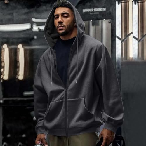 Mens Full Zip Sweatshirt Jacket Fall Winter Fashion Warm Hooded Pullover Casual Loose Long Sleeve Hoodie with Pocket3