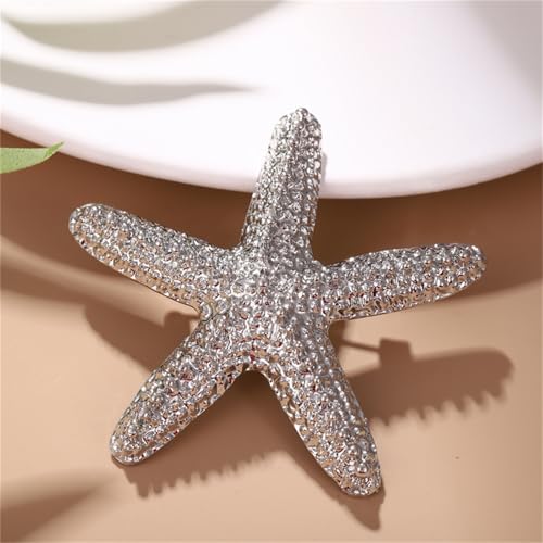 Image of Charm Starfish Brooch Pin for Women Fashion Chunky Plated Gold Sea Star Lapel Pin Summer Ocean Beach Jewelry Gifts