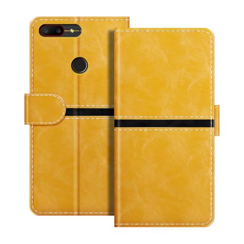 ESACMOT Funda Cartera de Cuero Compatible con ZTE Nubia N3 Diseño de Rayas Horizontales Flip Cover Protectora con Ranura para Tarjeta Cierre Magnético (Dorado)