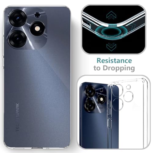 Image of Fashionury Crystal Clear Case for Tecno Spark 10 Pro | Yellowing Resistance | Transparent TPU Silicone | Raised Camera Lips | Slim Transparent Cover