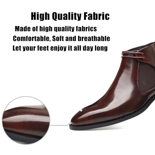 Men's Patent Leather Lace-up Chelsea Boots,Fashion Slip-on Classic Business Dress Boots,Waterproof Low Heel Casual Ankle Booties3
