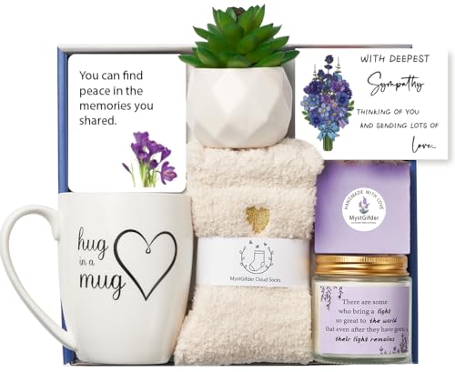 Mystgifder Violet Flower Sympathy Gift Baskets Bereavement Condolences Gifts For Women, Grieving Funeral Gifts Ideas To Express Comfort cover