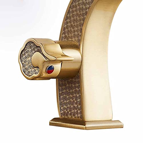 Robinet mélangeur de lavabo style rétro bronze avec mitigeur eau froide