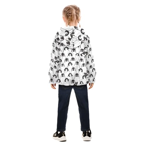 OTVEE Carton Doodle Penguin Animals Kids Hoodie Jacket Fall Spring Full Zip Warm Outwear Coat4