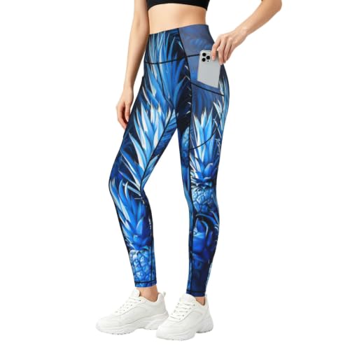 Pantalon de yoga anti-compression, legging de détente fluide bleu pour femme