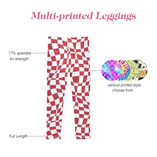 CaTaKu Girls Leggings Red Checkerboard Y2k Leggings for Girls Kids Athletic Workout Yoga Pants Size 4-10T4