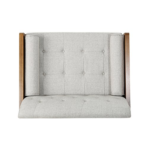 Christopher Knight Home Greta Mid Century Modern Fabric Club Chair, Beige, Dark Walnut 30.5D X 37.75W X 33H In #TOP5