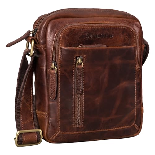 Bolso bandolera de hombre para iPad de 9,7 pulgadas STILORD Jaime pequeño bolso de cuero marrón 3