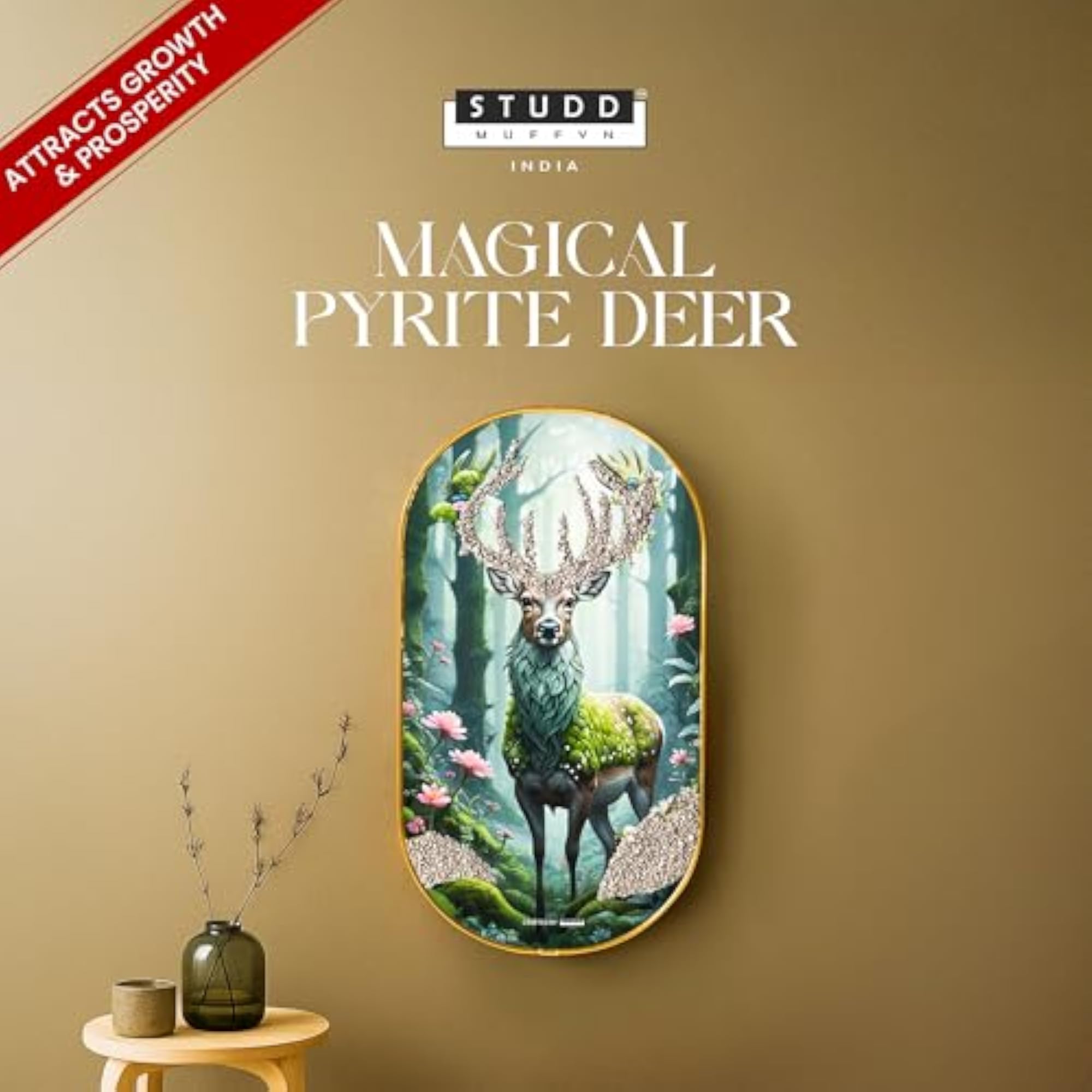 Magical Pyrite Deer Plate Wall Frame