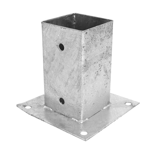 Image of Heavy Duty Square Bolt Down Steel Fence Post Support Galvanised Foot Base 75mm x 75mm (3" x 3")