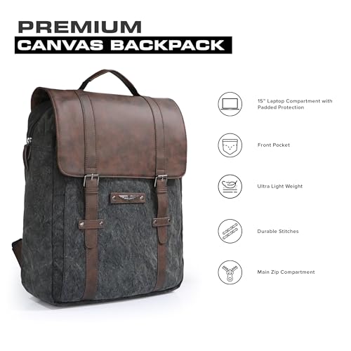 Image of Police Tendra Vegan Leather Laptop Backpack for Men & Women I Fits Up to 14 inch Laptop I Separate Laptop Compartment I Padded Shoulder Straps I Stylish & Durable Office /Travel Bag (Black /Brown)