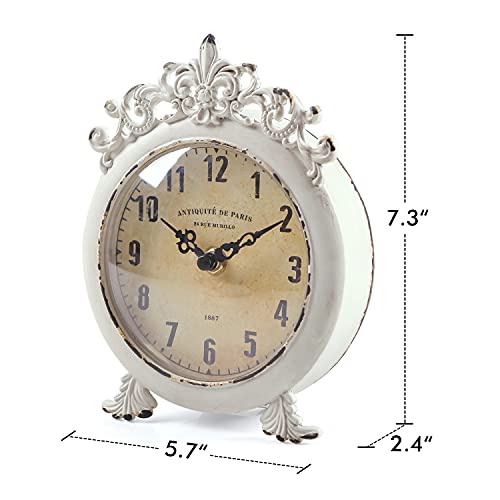Reloj de mesa vintage Nikky Home con acabados envejecidos de alta calidad decorativa 5