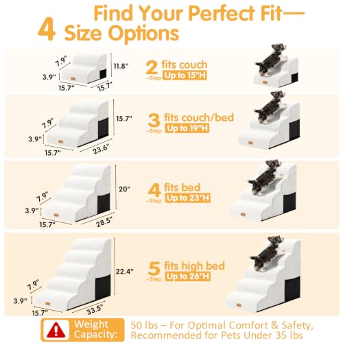 Image of Topmart High Density Foam Dog Steps 5 Tiers, Extra Wide Deep Pet Steps