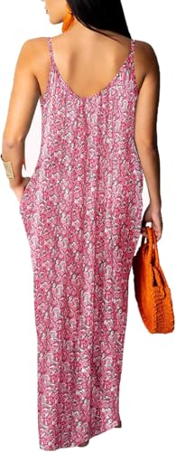 Image of Women's Casual Summer Maxi Dresses Sleeveless Adjustable Spaghetti Strap Loose Plus Size Dresses