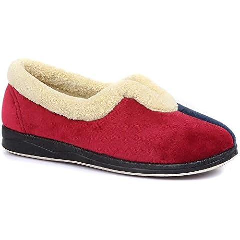 Pavers Womens Slippers in Wide G fit - These Ladies Slippers Feature Comfort Ideal for Any Occasion - Easy Slip-On Full Design - QING32013-319075 - Grey Size 5 UK - Navy-Red Size 4 UK Cover