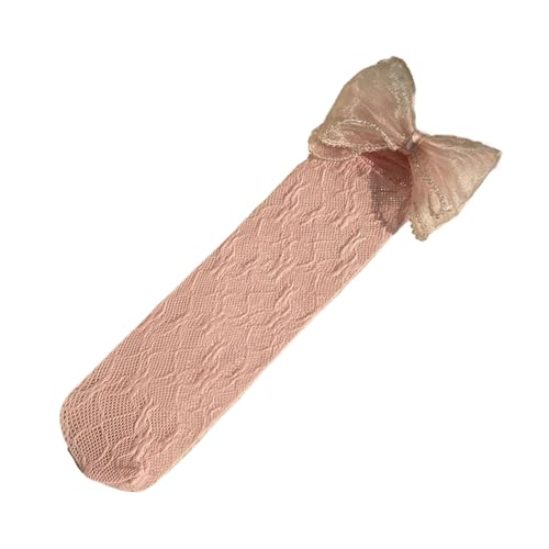 Sock,Kids Girls Korean Elegant Hollowed Lace Long Socks Pearl Beaded Trim Bowknot School Uniform Over Calf Sock3