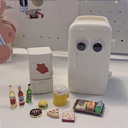 Bo?Te de Rangement en Forme de R¨¦frig¨¦rateur Organisateur de Maquillage de Rangement avec Petit Tiroir pour Enclos Crayons Touches Brosses de Maquillage (avec des Autocollants)