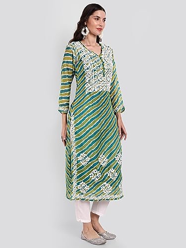 Image of Seva Chikan Hand Embroidered Chikankari Kota Lucknowi Kurti Kurta with Slip SCL4047