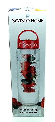 Savisto JOBLOT de 10 Fruta Infusing Botella de Agua/Botella de Deporte/Fitness Bebidas Botella/Botella de Escuela Rojo Acabado x 10 Botellas