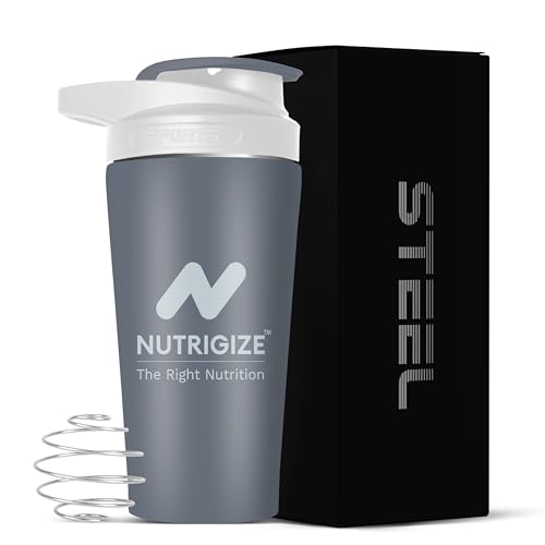 Image of Stainless steel shaker 700ml protein shaker bottle - leak proof 304 SS food grade steel, gym shaker, shaker bottles for protein, steel shaker for gym (Gray)