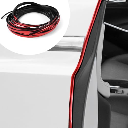 Ongfuwu Car Door Edge Guard, 16.4Ft (5M) U Shape Car Door Edge Trim, Anti-Collision Automotive Door Edge Trim Seal Protector, Universal Anti-Scratch Vehicle Protection Accessories (Red)