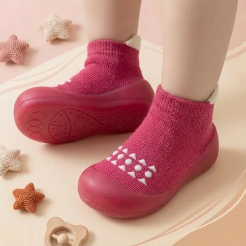 Image of Hstyle Baby Sock Shoes Toddler Boys Walking Shoes Infant Slippers Sneakers | Non-Slip,Soft Rubber Sole,Lightweight,1st Birthday Gifts for Baby Boys Girls