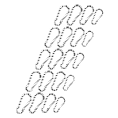 SUPVOX 20 Mosquetones De Seguridad para Exteriores con Hebilla De Resorte Mosquetones De Escalada Ganchos Plateados De Acero Inoxidable