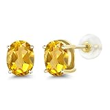 Gem Stone King 14K Yellow Gold Yellow Citrine Stud Earrings For Women (2.60 Cttw, Gemstone...