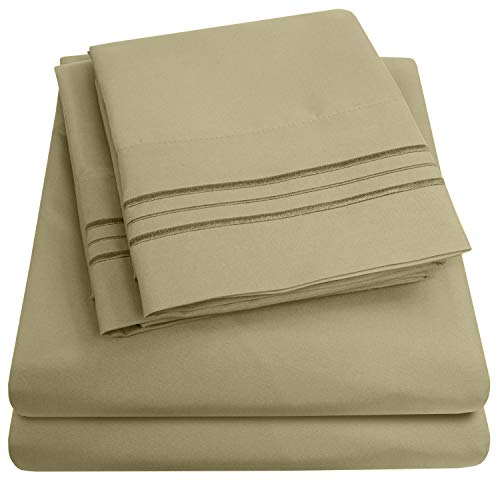 Image of 1500 Supreme Collection Extra Soft Split King Sheets Set, Sage - Luxury Bed Sheets Set with Deep Pocket Wrinkle Free Bedding, Over 40 Colors, Split King Size, Sage
