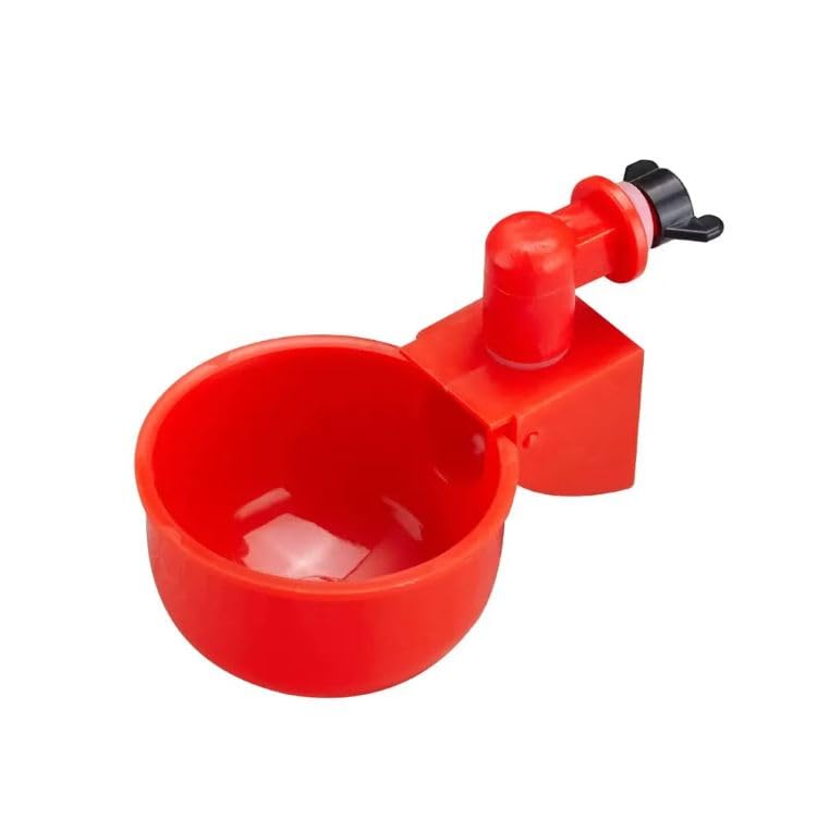 Red Poultry Gravity Water Cups Automatic Drinker 12-Pack