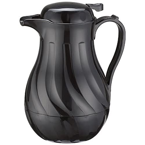 Winco Push Button Insulated Beverage Server with Swirl Design, 20-Ounce, Black