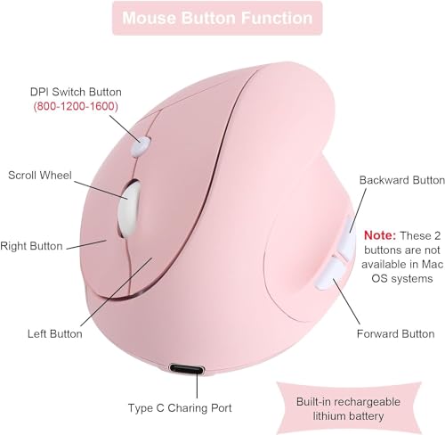Ratón inalámbrico óptico con receptor USB, 6 botones y batería recargable 6