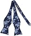 HISDERN Bow Ties for Men Navy Blue Floral Self Tie Bow Tie and Pocket Square Classic Bowties Formal Business Tuxedo Wedding Bowties Handkerchief Set