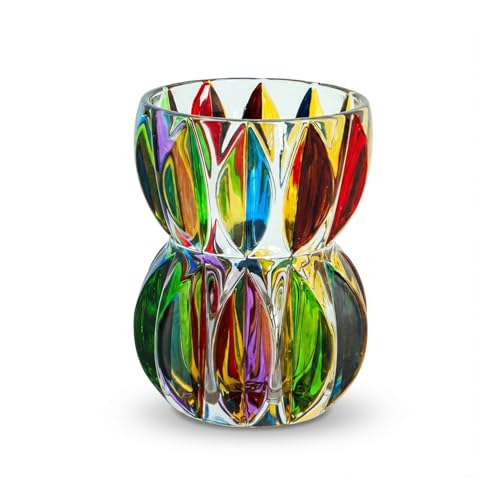 Hand Painted Gold Crystal Glass Vase 6.9 inch Tall (Hand