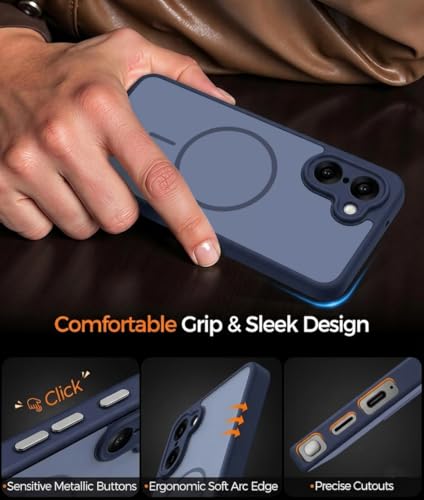 Image of VONZEE Matte Magnetic Case Compatible for OnePlus Nord CE 5 5G Wireless Charging Shockproof Anti-Scratch TPU PC Slim Fit Full Protection Phone Cover for OnePlus Nord CE 5 5G-Navy