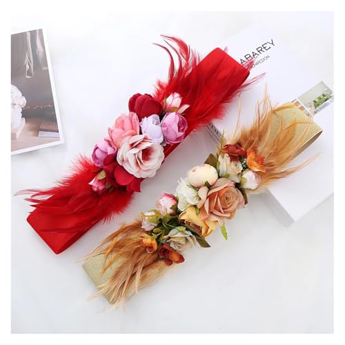 Women's Flower with Wide Belt Elastic Cummerbunds Adjustable Belt Breathable Waist Cincher for decoration4