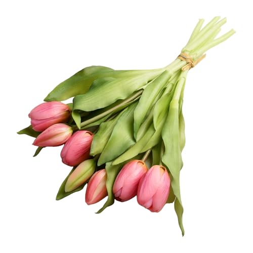 Gdfnmogo Paquete de tulipanes artificiales con 7 flores de poliuretano realistas para decoración de bodas, decoración del hogar y arreglos de fiesta en rojo rosa, rosa, blanco (morado claro)