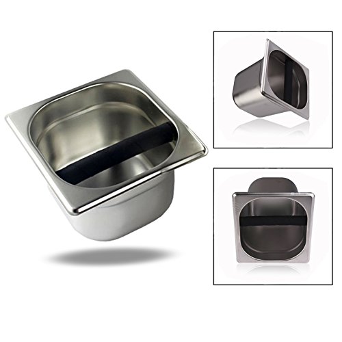 XLKJ Portafiltri Caffè Tramoggia in Acciaio Inox,Fondi Caffè Macinato Vaschetta di Raccolta Caffè Accessori