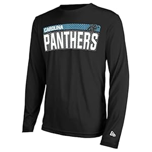 New Era mens NFL Measured Dri-Tek Long Sleeve Pro Football Tagless T-Shirt, Carolina Panthers Black, Large