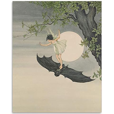 Make em Laugh The Fairy Flying on a Bat Illustration - 11x14 Unframed Art Print - Perfect Conversational Piece and Vintage Home Décor Under $15 Cover